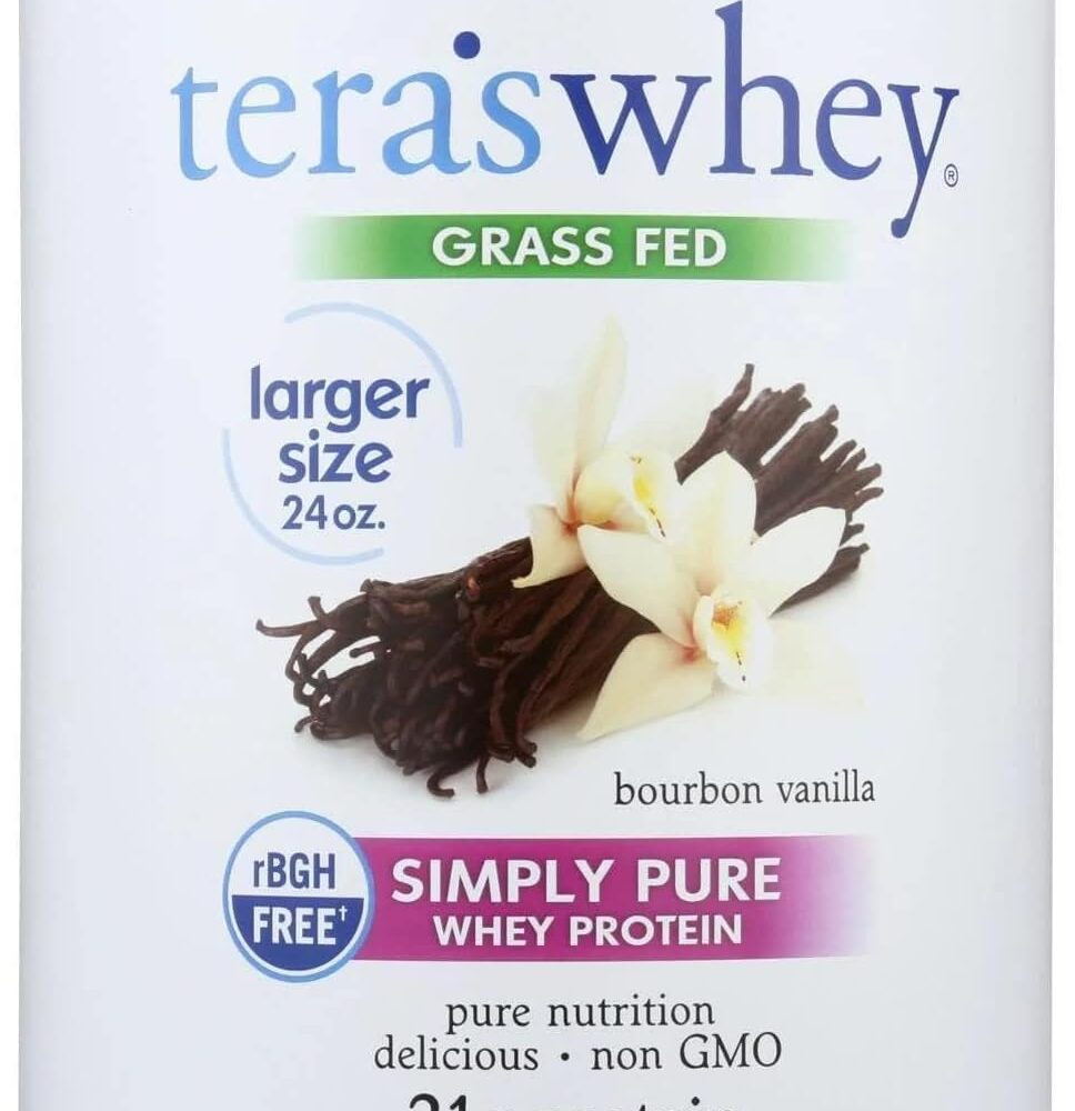 Simply tera's Pure Whey Protein Powder - Vanilla Protein Powder, Grass Fed Whey Protein Powder, Clean Protein Powder Without Artificial Sweeteners, Non-GMO, Kosher, rBGH-Free, Soy-Free - 24 Oz