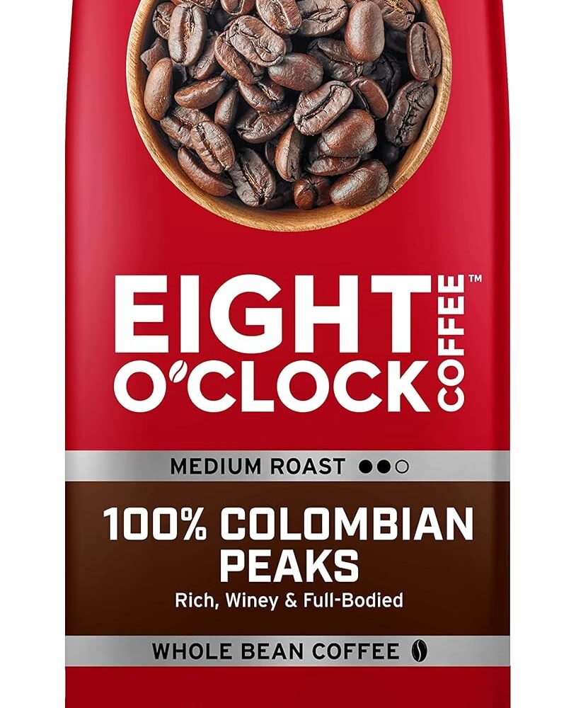Eight O'Clock Coffee 100% Colombian Peaks, Medium Roast, Whole Bean Coffee, 40 Oz