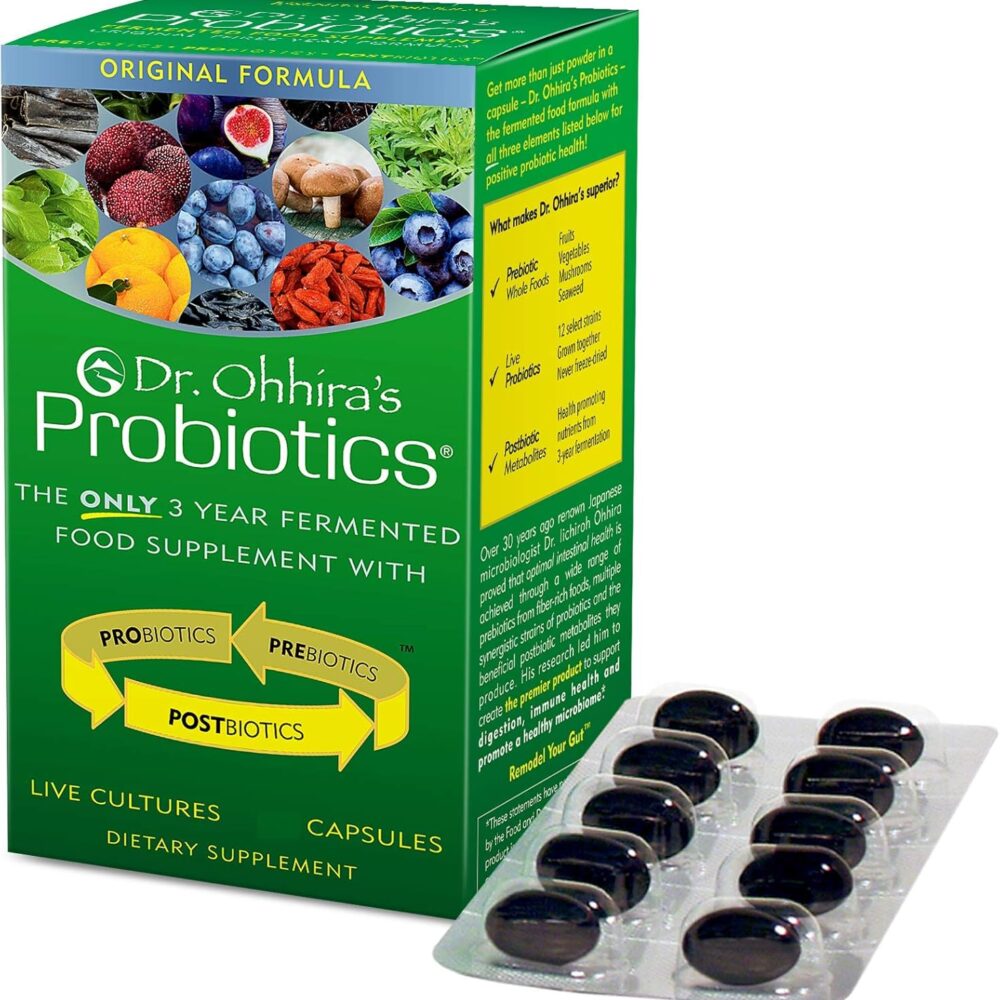 Dr. Ohhira’s Probiotics Original Formula with 3 Year Fermented Prebiotics, Live Active Probiotics and The only Product with Postbiotic Metabolites, 100 Capsules