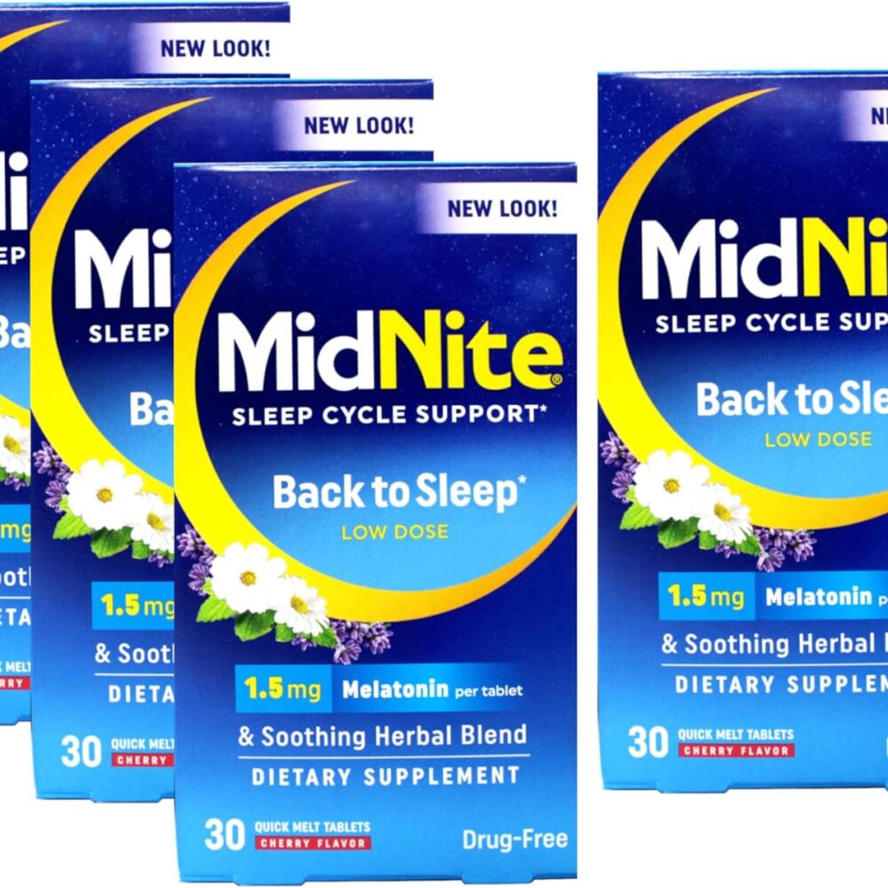 MidNite Sleep Aid For Occasional Sleeplessness, 30 Chewable Cherry Tablets Each (Value Pack of 4)