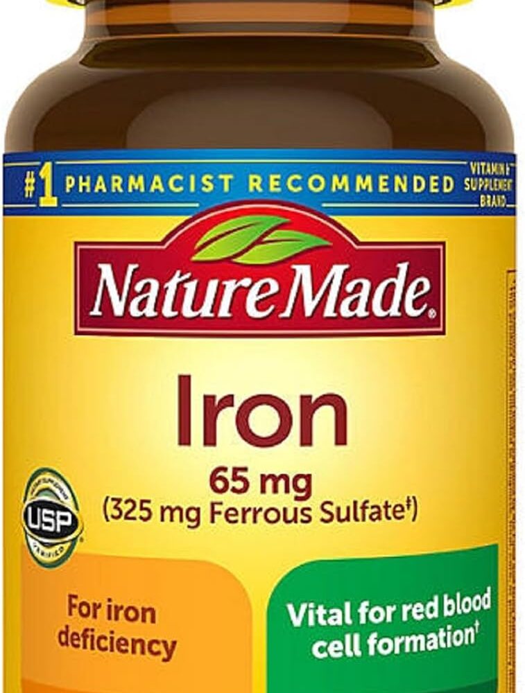Nature Made Iron 65 mg (from Ferrous Sulfate) Tablets for Red Blood Cell Formation (365 ct.).
