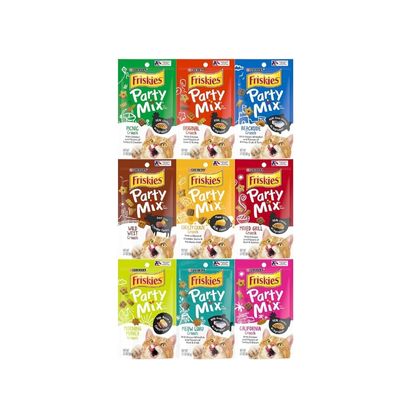 Friskies Party Mix Crunch Variety Pack (9 Flavors) - Wild West, Morning Munch, Mixed Grill, Picnic, Beachside, Cheezy Craze, Original, California Dreamin', and Meow Luau